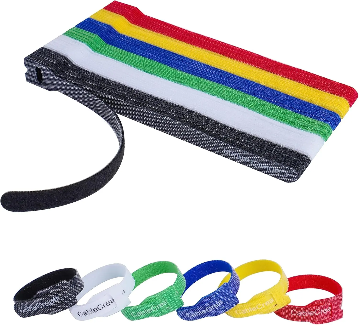 60PCS Reusable Cable Ties, 6 In Hook and Loop Microfiber Material Cord Organizers, Multi-Colored Fastening Ties for Home Improvement Electrical Wire Management