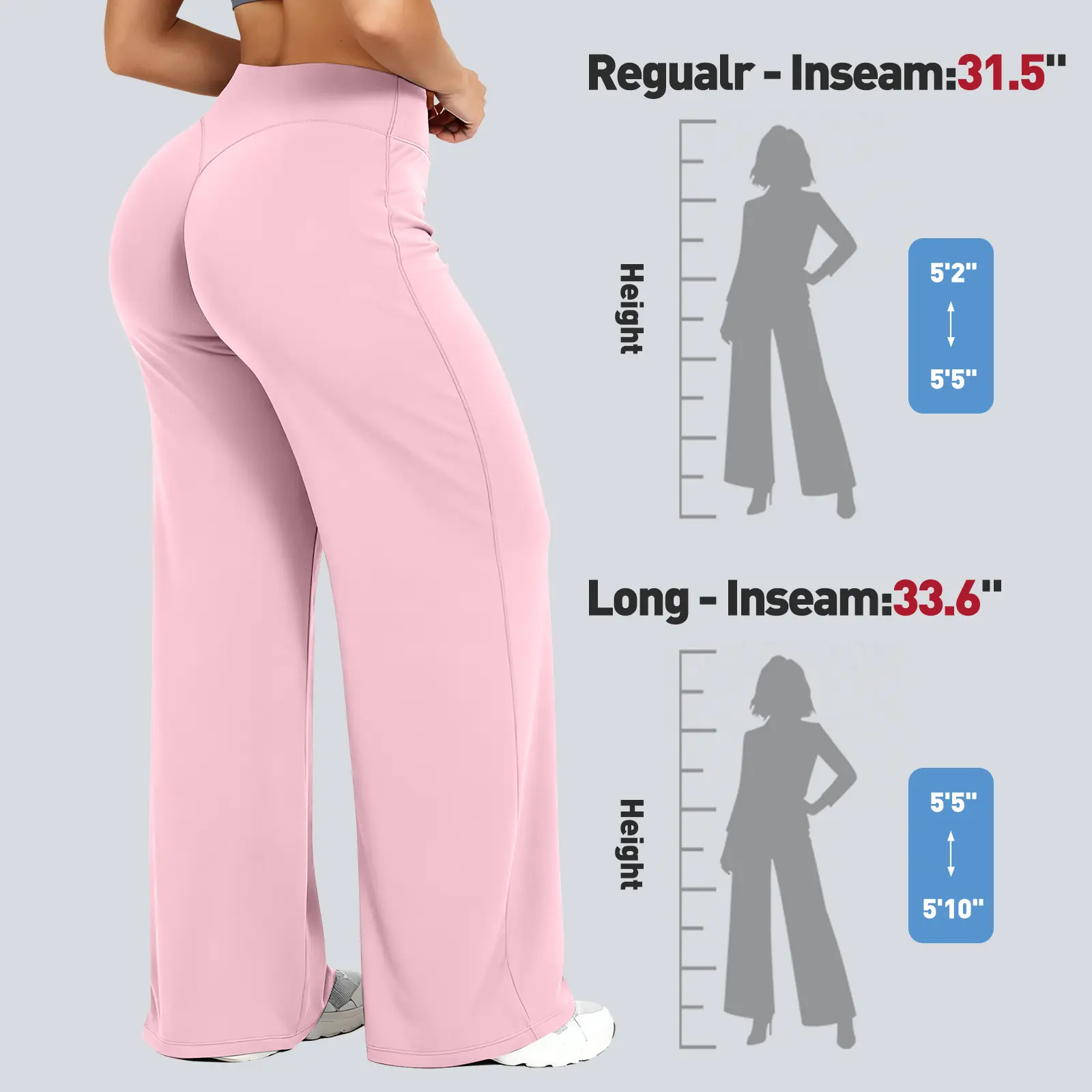 RICH BRIA Straight Leg Bottoms High Waisted Casual Pants No Front Seam Comfortable & Elastic Yoga Pants Wide Leg Gym Outdoor Sports Wear Flattering Figure