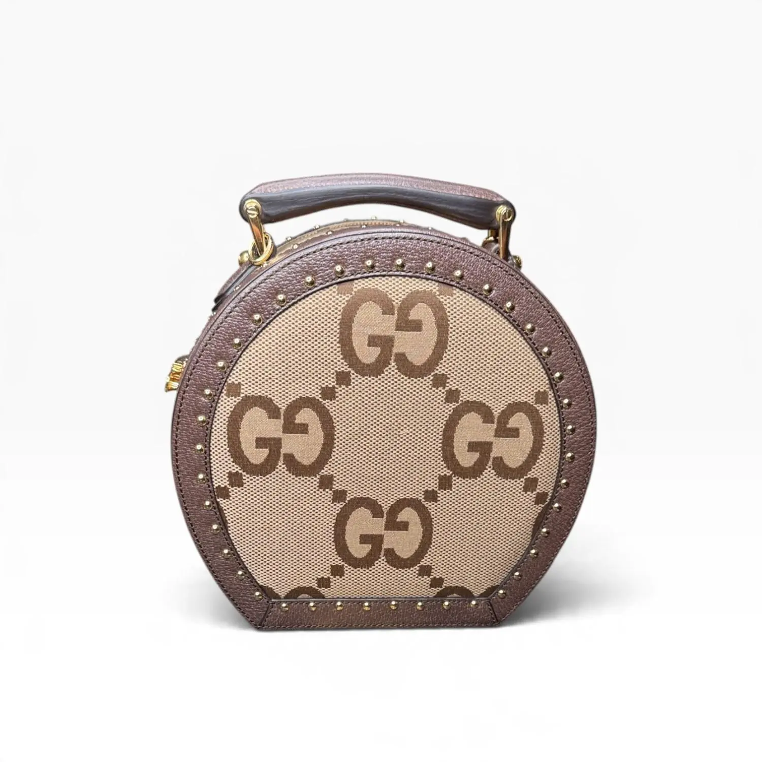 Pre-owned Gucci Monogram Jumbo GG Textured Dollar Web Mini Savoy Hat Box 18387388732/