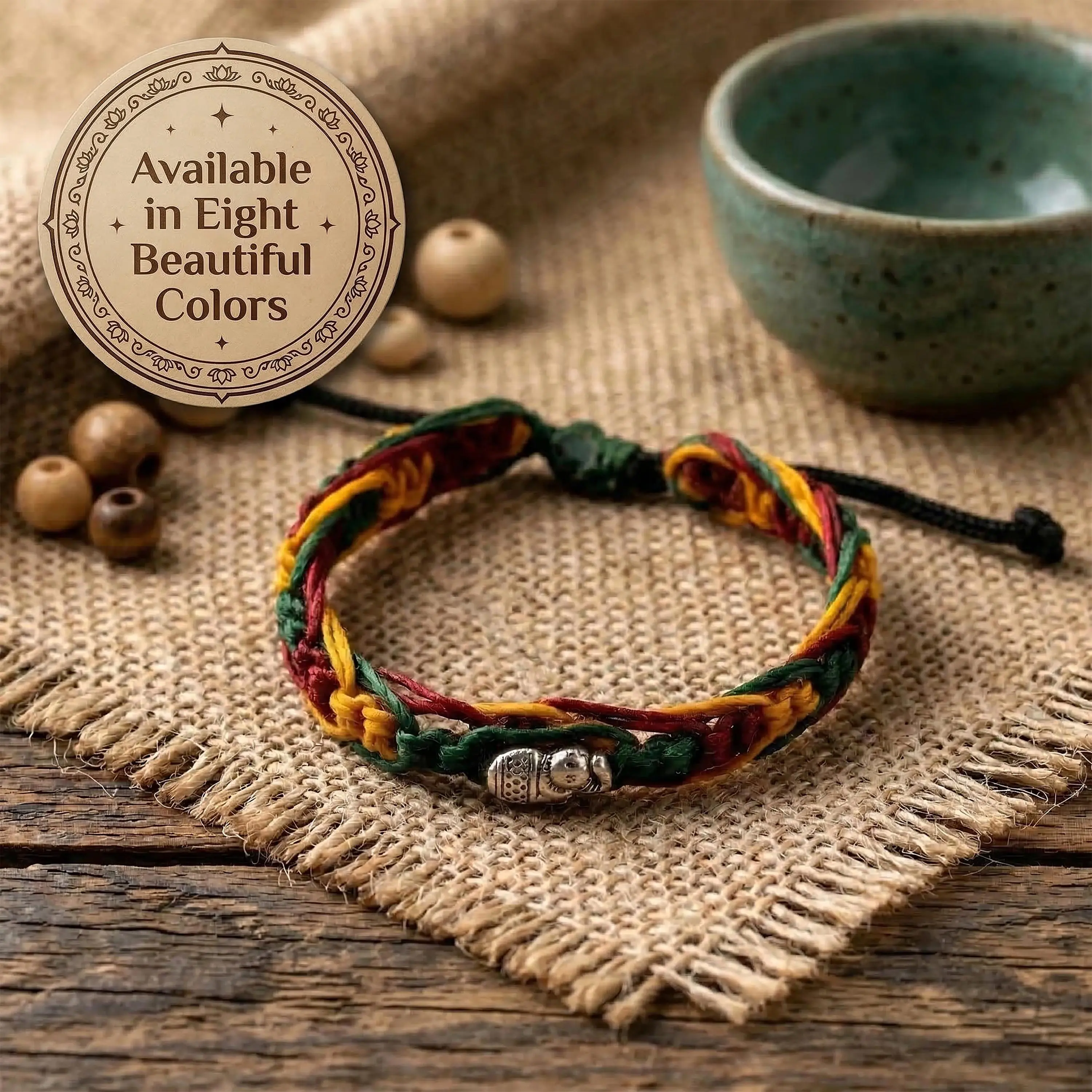 Handwoven Elephant Cord Bracelet, Adjustable Unisex Thai Jewelry, Monk Blessed | Artisan Echo