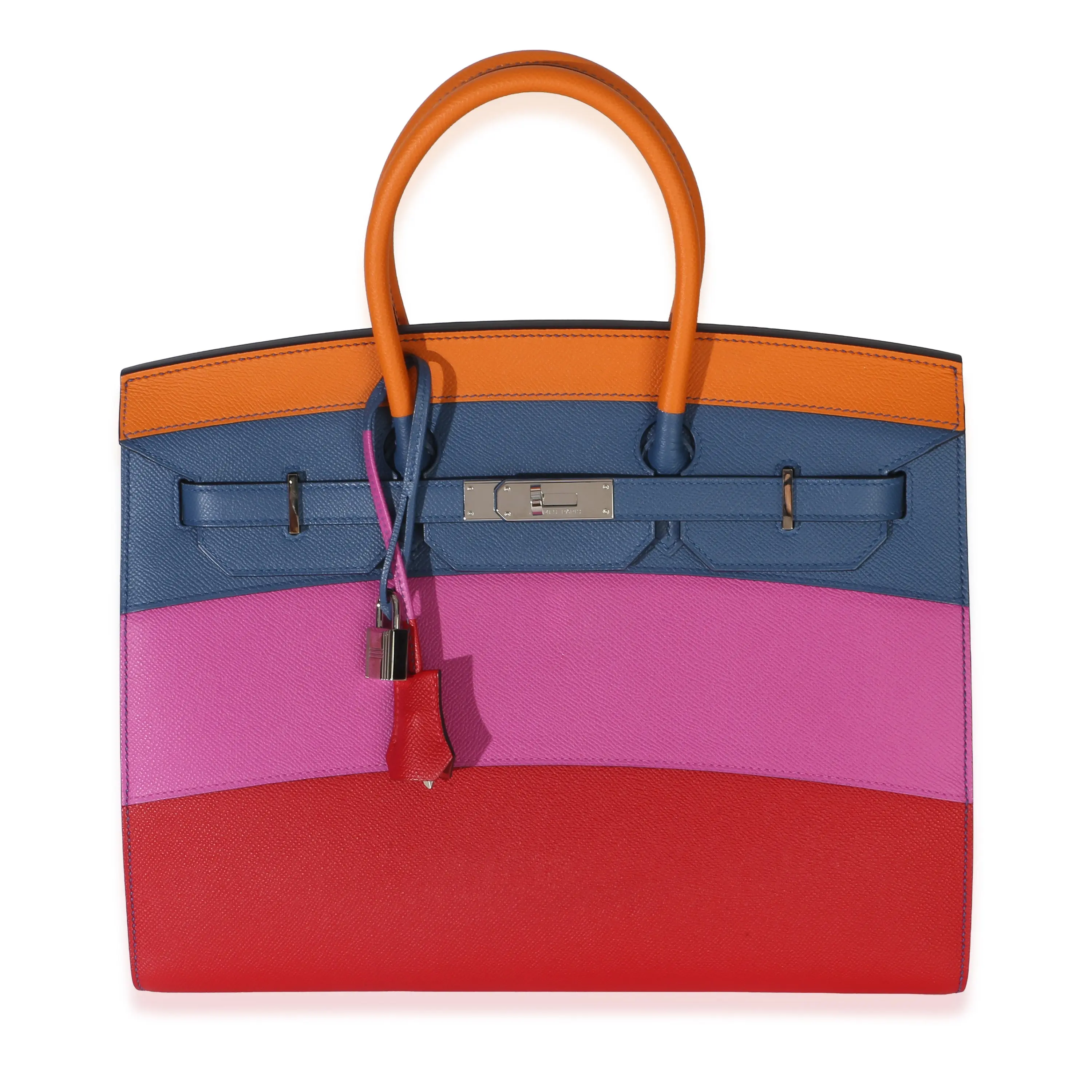 Pre-owned Leather Tote bags Abricot Agate Magnolia Rouge Casaque Epsom Sunset Sellier Birkin 35 PHW