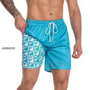 JUNBAOSS Men’s Swim Trunks with Compression Stretch, Beach Shorts with Pockets, No-Chafing Boardshorts, Breathable Fit, Hawaiian Beach Shorts, Sportswear