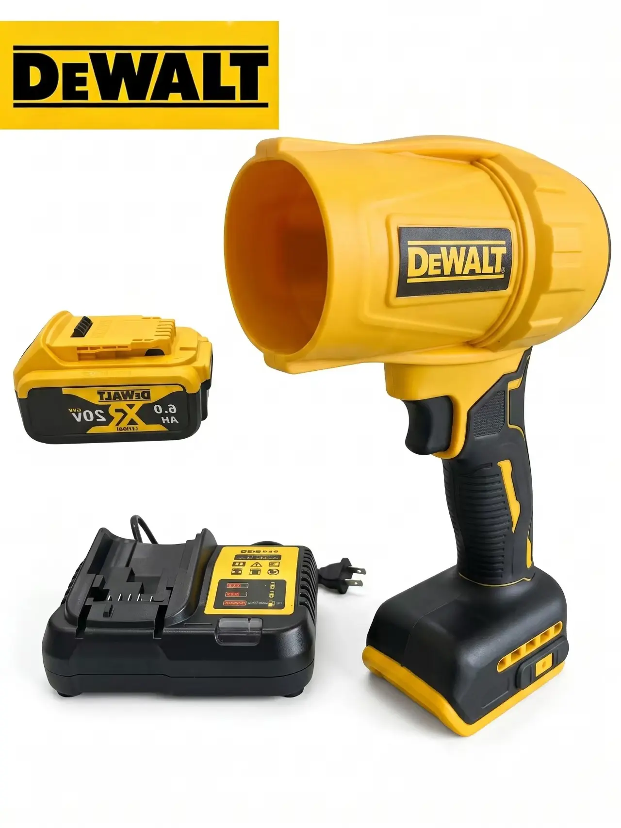 DeWalt 20V Cordless Handheld Brushless Blower - 700W Max Power, 24000 RPM Fixed Speed, 3815 Motor, 1000g Max Wind Thrust, W/1 Battery & 1 Charger, For Lawn Leaf Cleaning, Car Drying