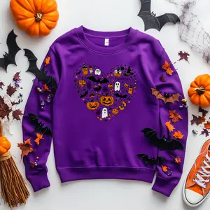 Heart Halloween Shirt, Pumpkin Halloween Sweatshirt, Happy Halloween Shirt Full Size S-5XL