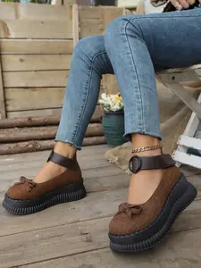 Women's Fashionable Bowknot Design Ballet Mary Jane Shoes, Casual Comfortable Platform Shoes for Daily Wear, All-match Shoes for Daily Wear, Girl