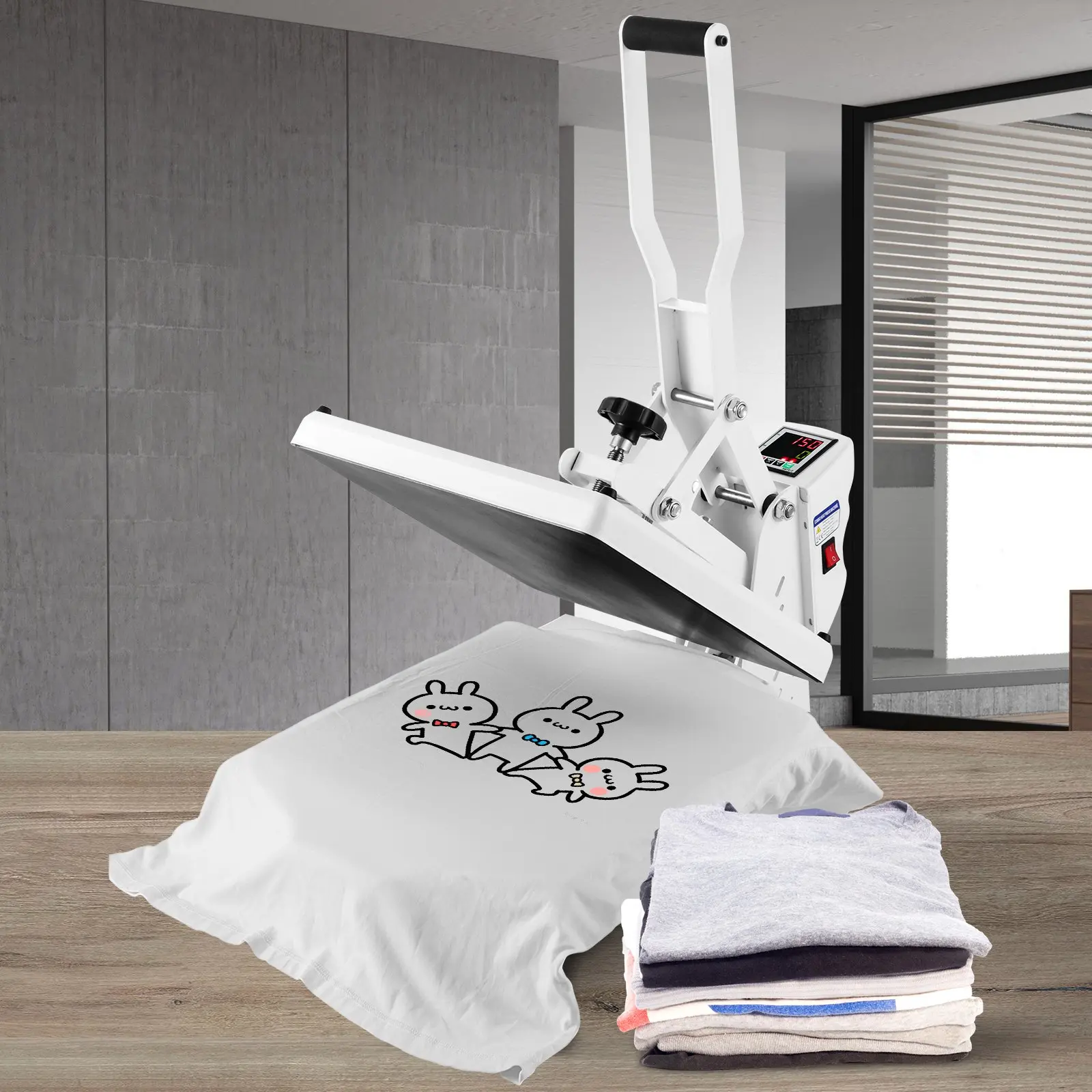 Heat Press, Heat Press Machine for T-Shirt, Fast Heating, High Pressure Heat Press 15x15, Power Digital Industrial Sublimation Printer for Heat Transfer Vinyl, Easy to Use, White