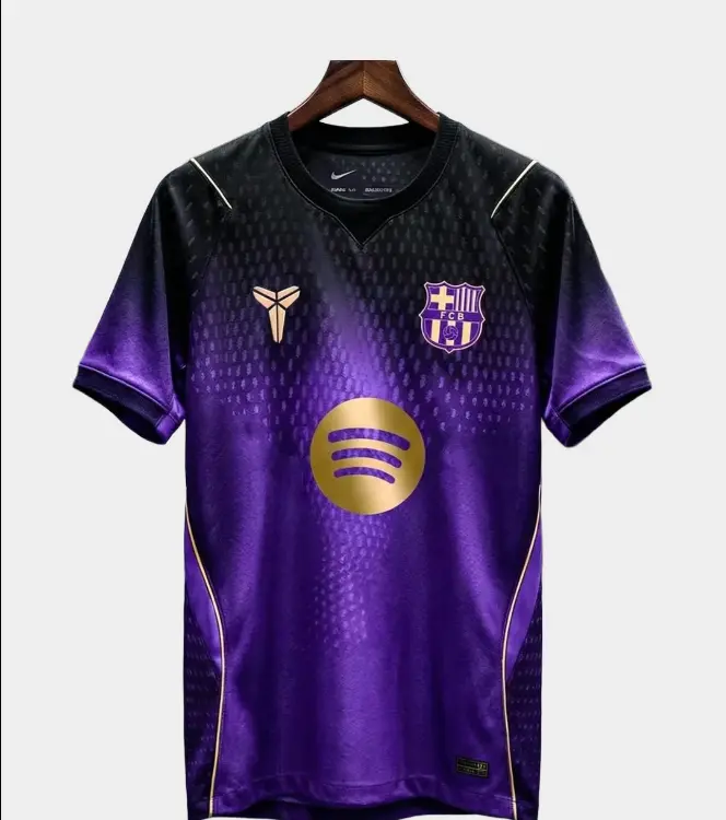 Catalan Club Inspired Black Purple Away Soccer Jersey 2026–2027, Blaugrana Style Football Fan Shirt, Lightweight Short Sleeve Sportswear for Game Day