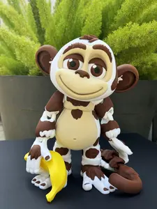 Jumbo 3D Printed Articulated Cow Monkey Fidget Toy, 9" Posable Monkey, Stands on Its Own for Fun Poses and Display, Executive Desk Toy, Fidget Toy 3D Printed in USA