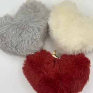 White Fur Heart Charm Soft Plush Accessory for Bags and Accessories Luxury Design Perfect Gift