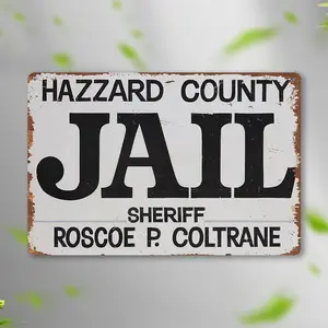1. Retro-style Hazaad County Prison signboard, measuring 8x12 inches, made of iron - suitable for enthusiasts of mini retro-themed decorations