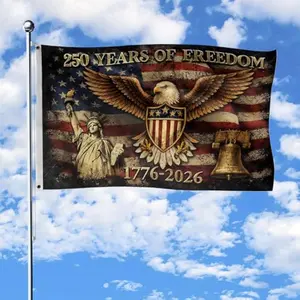 3x5 FT Double-Sided American 250th Anniversary Flag, All-Weather Nylon Double-Side Printed, US Freedom Patriotic Banner for Outdoor Garden Decor, July 4th Independence Day Decoration