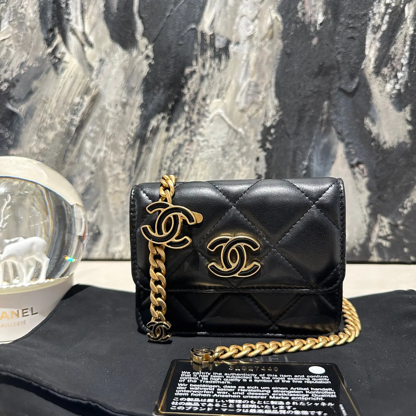 Pre-owned CHANEL Enamel Painted Mini Bag with Card