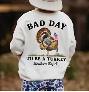Youth And Adult Bad Day to Be a Turkey Boy’s Fleece Sweatshirt, Thanksgiving Shirt, Turkey Shirt, Country boy clothes,  Trending tee, youth clothing, gift for son and daughter, Vacation outfit, birthday gift, Family shirt, holiday shirt