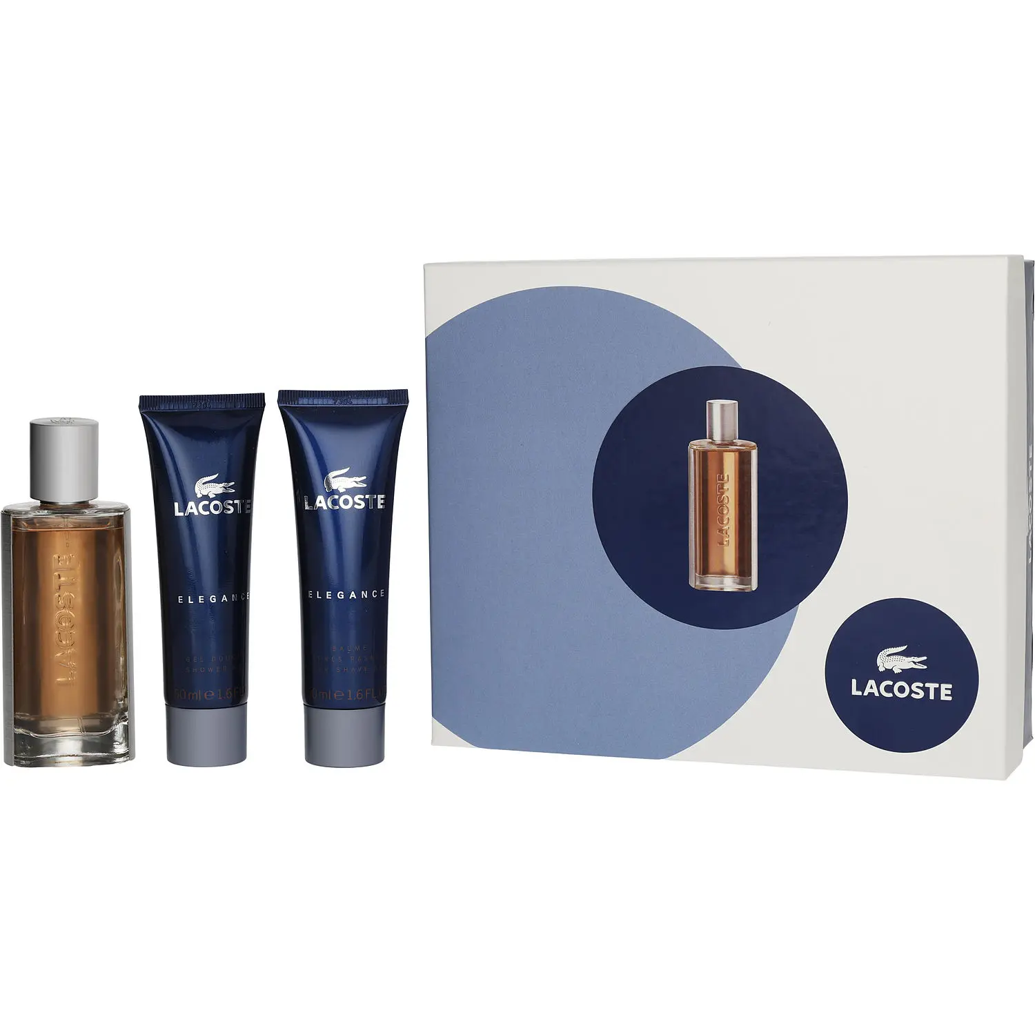 Lacoste Elegance Set-Edt Spray 1.7 Oz & Aftershave Balm 1.7 Oz & Shower Gel 1.7 Oz For Men