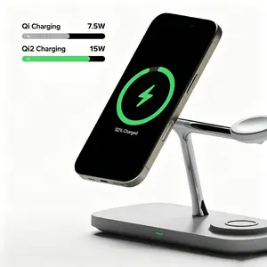 Qi2 Wireless Charger Phone Stand, Charge iPhone and Iwatch While Watching Shows, Perfect for Home Office and Gift, High Efficiency Charger