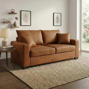 69" Modern Two-Seater Sofa with Foil Fabric – Space-Saving Design with 2 Throw Pillows! Perfect for Apartments & Small Living Rooms!