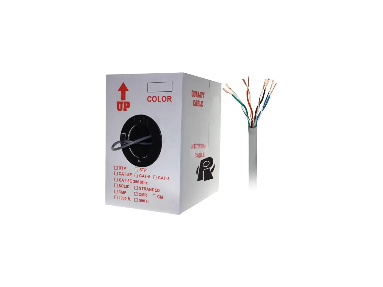 Nippon Labs 50CP-C6-ST-1K-GY 1000 ft. Bare Copper 24AWG Cat6 Bulk Cable, Stranded Wire - Gray