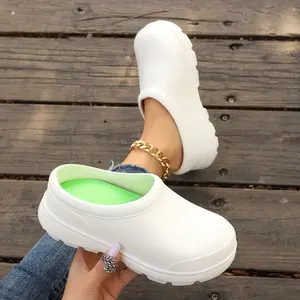 Women's Waterproof Platform Clogs, Lightweight Solid Color Slip On Anti-Slip Shoes, Casual Unisex Outdoor Sandals