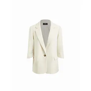 Cider Cream Notched Collar Middle Sleeve Blazer