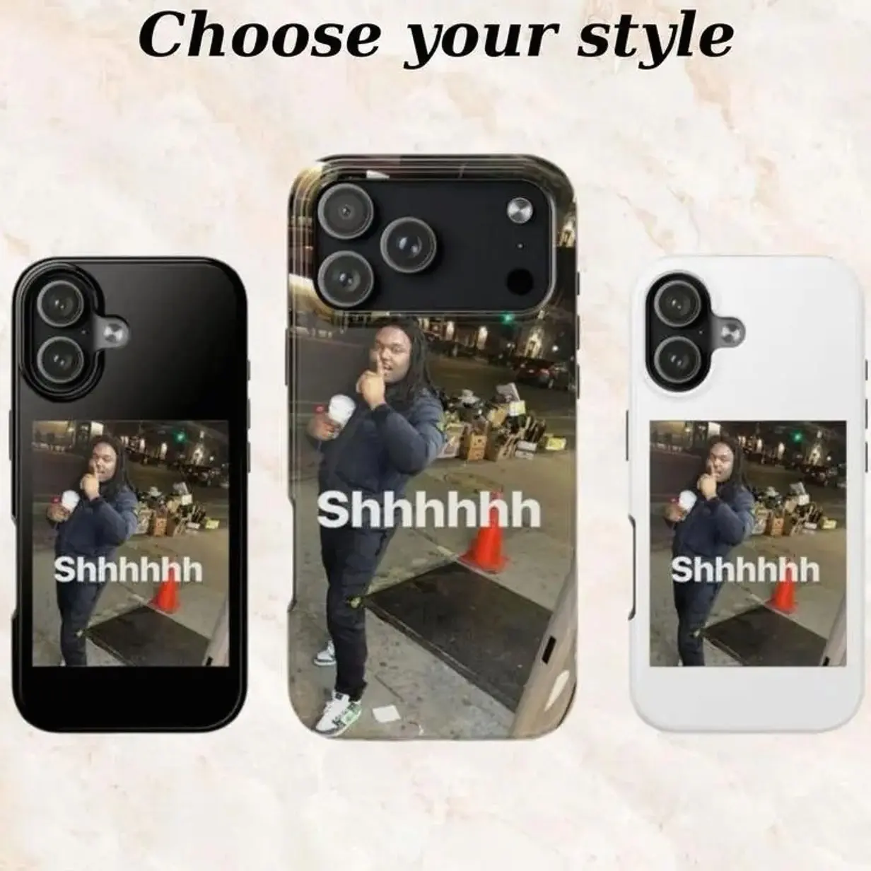 LUCKI Shhhhhh Tough Phone Case, The Ultimate Meme Phone Cover, Compatible with iPhone X, 11, 12, 13, 14, 15, 16, 17 & more