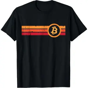 Cotton Graphic Tees Streetwear Gifts  Bitcoin Retro Vintage BTC Logo Crypto Currency Blockchain T-Shirt