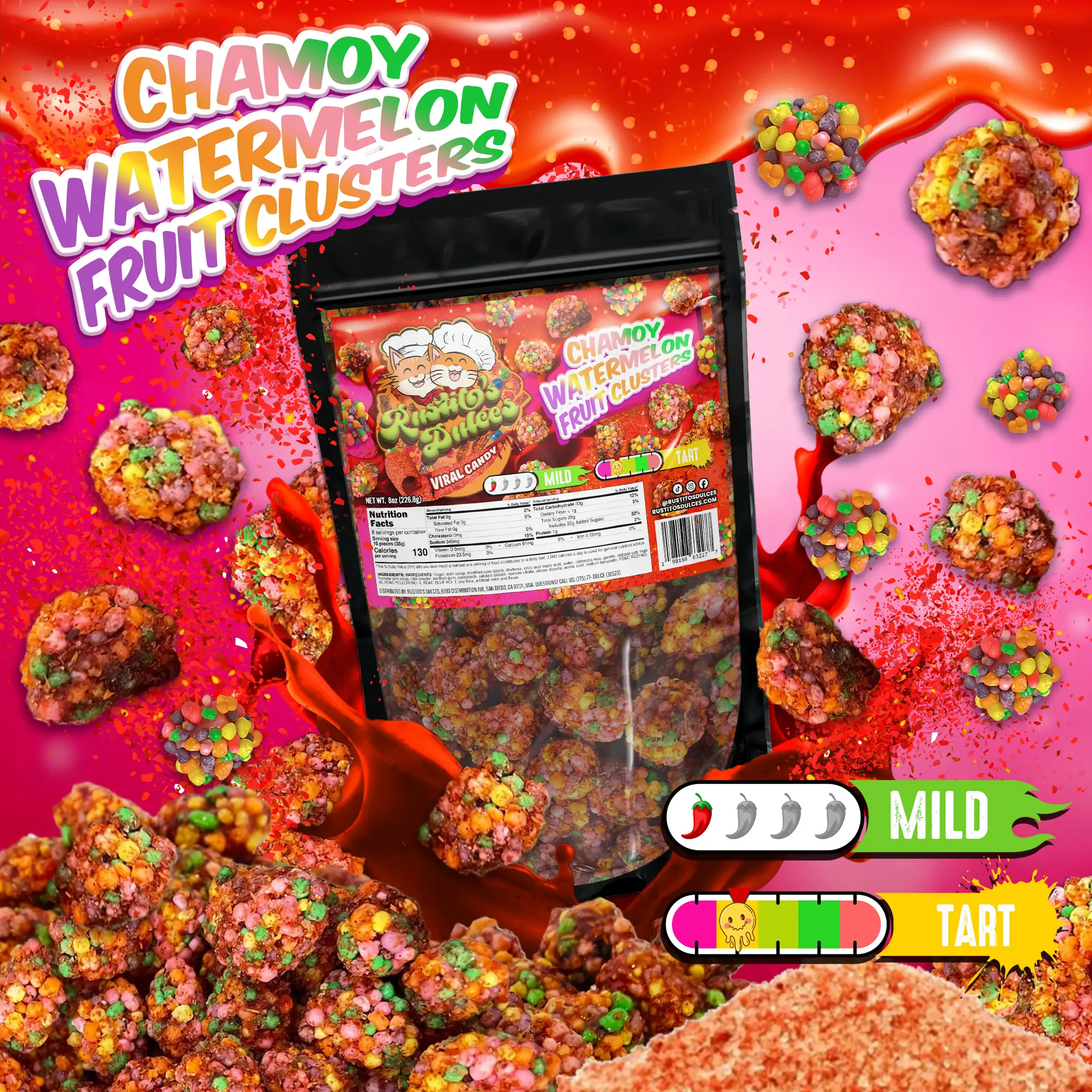 Chamoy Watermelon Fruit Clusters - 8oz bag chamoy pickle Tangy Food
