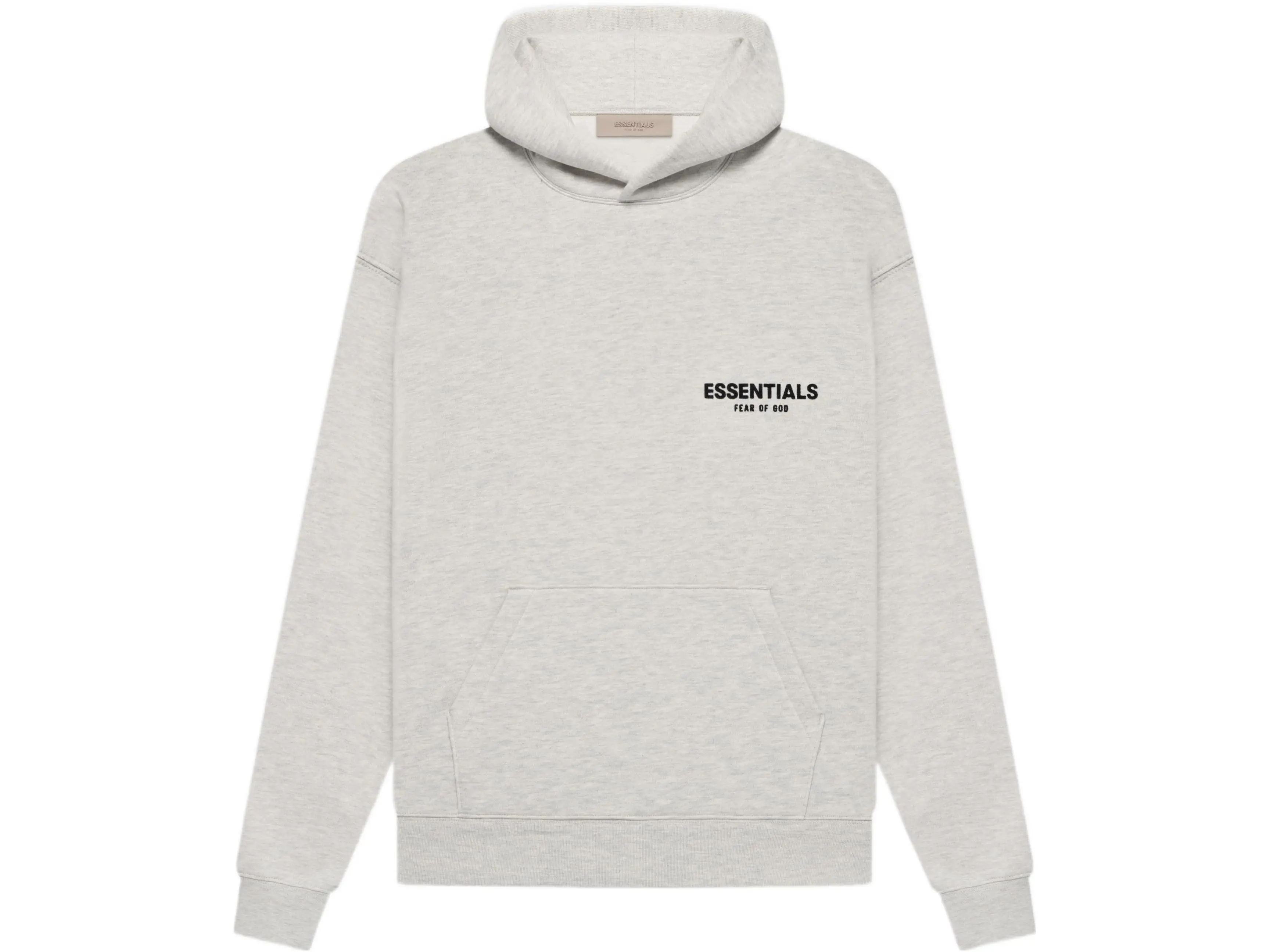 Fear of God Essentials 2022 Spring-Summer Men's Hoodie - Drawstring-Free, Light Oatmeal, Stylish Everyday Wear