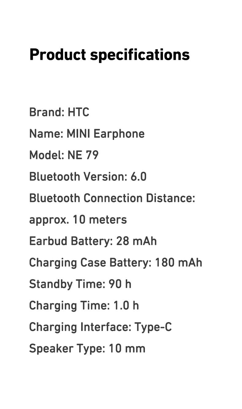 HTC NE79 Invisible Earbuds Bluetooth, Wearable Tech IPX5 Waterproof Tiny Mini Short Handle, Sleep-Easy Mini Bluetooth Rechargeable Smart Earphones & Headphones for Work, Sport, Gifts For Him, Mens Gifts