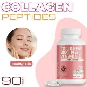 Collagen Peptides 3000mg with Biotin and Vitamin C for Hair, Skin, Nails and Joint Support, Non-GMO, 90 Tablets