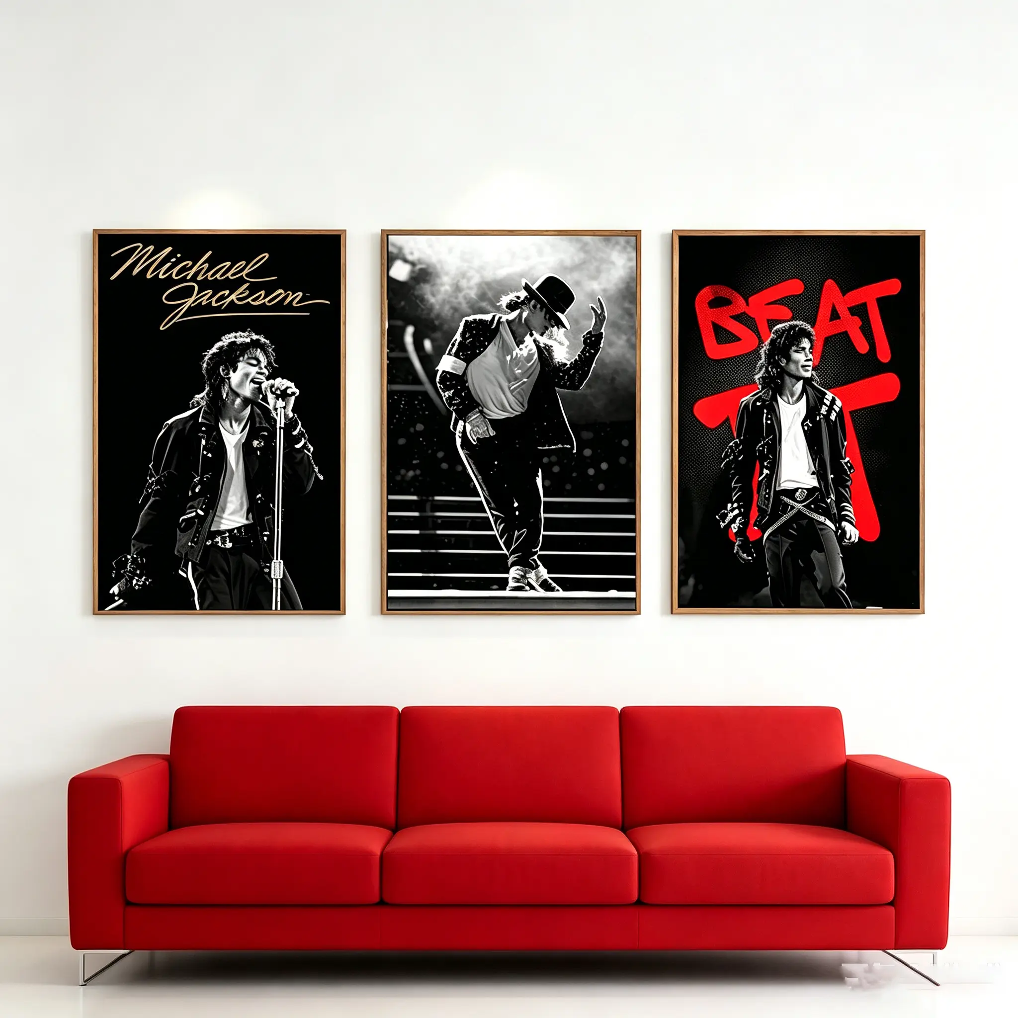Frameless Michael Jackson 3-Piece Artistic Poster Print Set, King of Pop Music Legend Wall Decoration, Modern Room Home Decor, Ideal Gift for Music Lovers