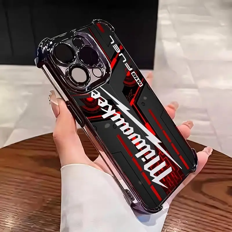 Gaming-Style Black and Red Shockproof TPU Cellphone Cover, Flexible Shell Accessory for iPhone 11-17 Pro, Pro Max, Plus, Handheld Device Protection, Ideal Christmas or Birthday Gift, Phone Accessories