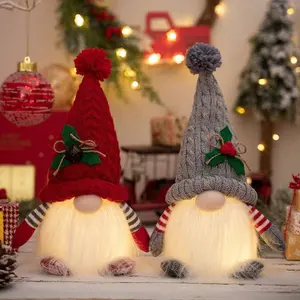2pcs Christmas Gnomes LED Lights, Battery Powered Winter Desktop Decorations, Handmade Holiday Gifts with Long Beards & Hats, Warm Toned Led Christmas Lights