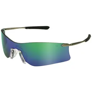 MCR Safety Rubicon T4 ANSI Z87-Rated Eyewear, Emerald Mirror Lens, Antislip, Eyeglass-Compatible Work Gear for Home Improvement & Security Use, Ansi Z87-Rated Safety Glasses, Antislip Safety Glasses