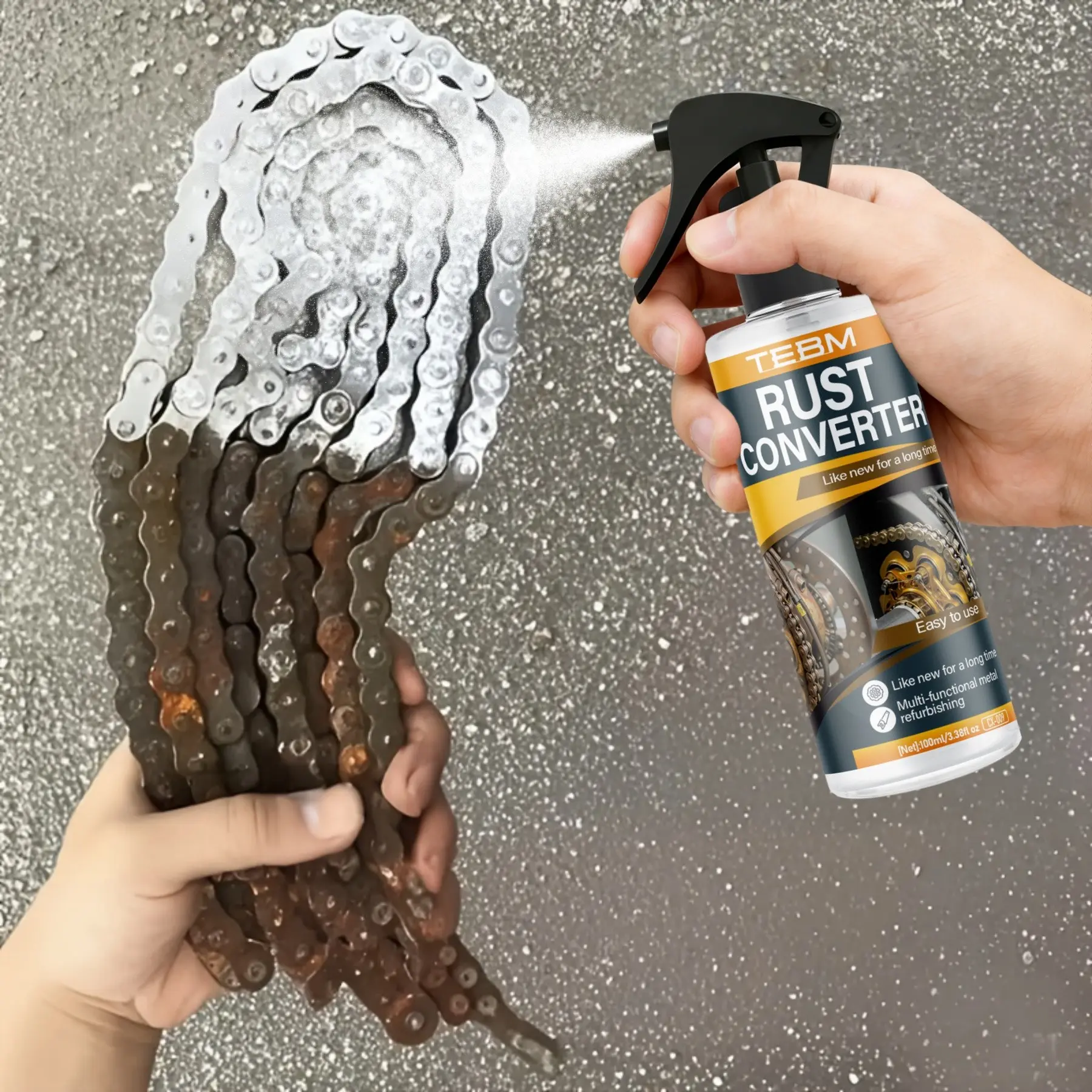 Versatile Metal Rust Remover for Car Wheel Nuts, Fast Rust Conversion Agent, No Sanding Required, Multi-Surface Rust Treatment for Automotive and Home Use