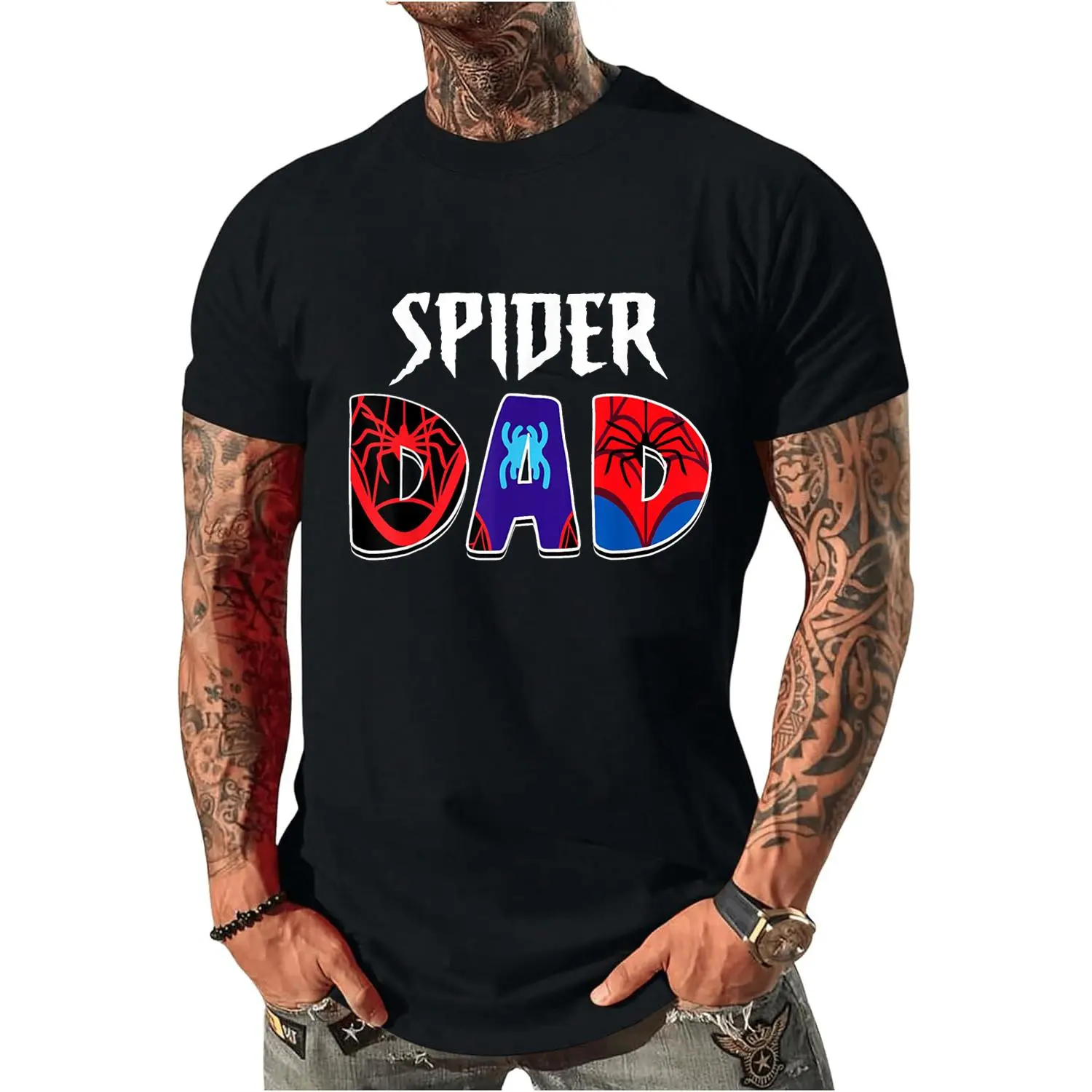 100% Cotton Mens Spider Dad Design Father's Day Matching Family Birthday  T-Shirt