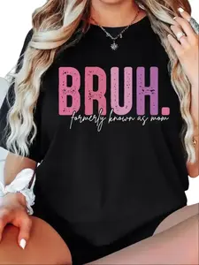 [100% Cotton][Graphic Tee]"Bruh Formerly Known as Mom" Sweatshirt for Moms – Funny Mama Hoodie, Trendy and Comfortable Mom Shirt, Perfect Gift for Mother’s Day, Relaxed Fit Casual T-Shirt for Moms Who Embrace the Mom Era and Humor