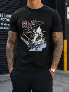 Black Star Soul Eater Anime Graphic Tee Vintage Washed Cotton T Shirt For Men Women Anime Streetwear Oversized Tee