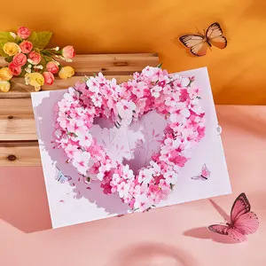3D Greeting Card for Mom with Purple Flower Wreath 3D Valentine's Day Card for Couples Hot-Selling  Gift
