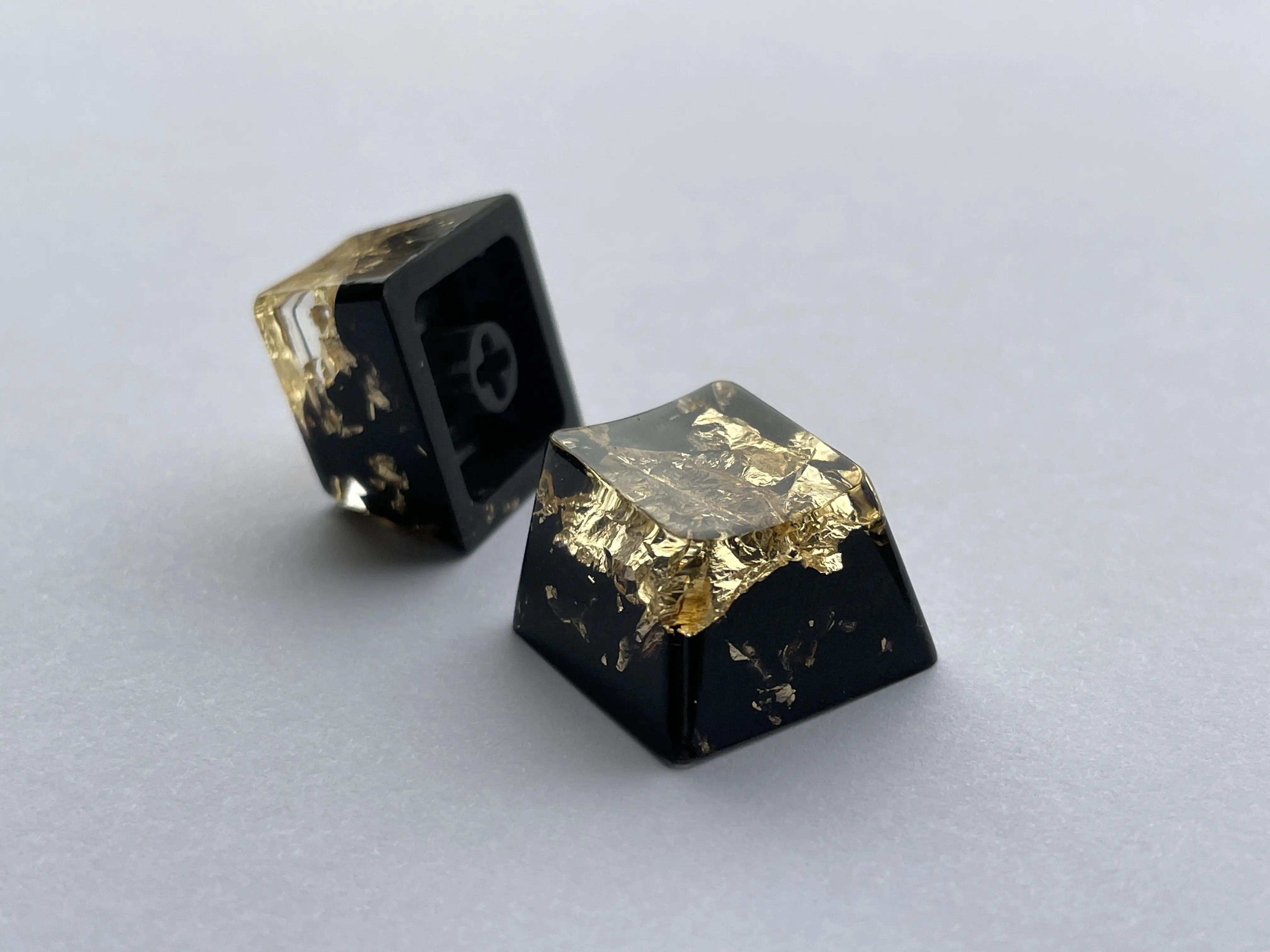 Black & Gold Artisan Keycap 1u R4 size - Hand Made Keycaps Mechanical Keyboards OEM profile - Cherry MX support Back lit