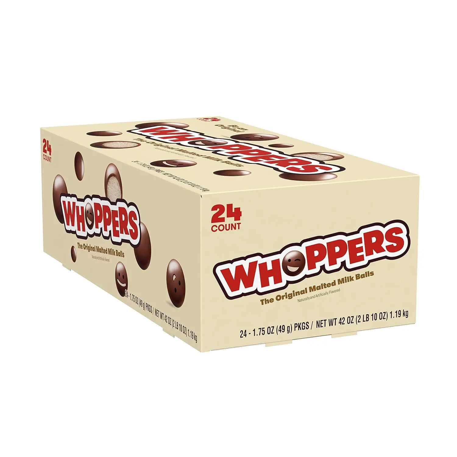 Whoppers Malted Milk Balls - 24 ct. - Crunchy Snack - Crunchy and Airy Inside with a Crisp Bite, Surrounded by a Smooth, Milk Chocolatey Shell that Melts - 24 Count Box