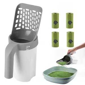 Portable Cat Litter Shovel with 4 Rolls Poop Bags, Cat Litter Scoop with Waste Bags, Durable Pet Waste Cleaning Tool