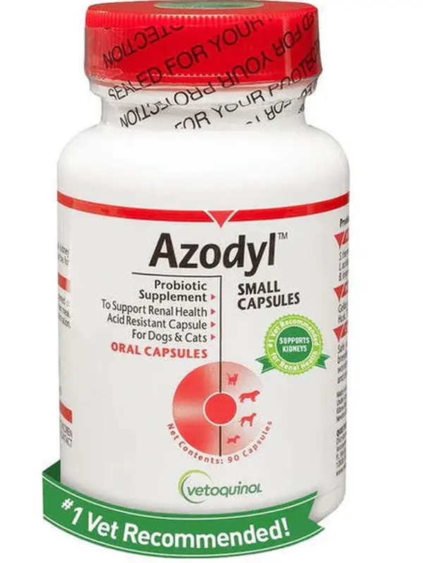 Azodyl Small Acid-Resistant Capsules - Renal Support Supplement for Cats and Dogs with Toxins Control, 90 Capsules
