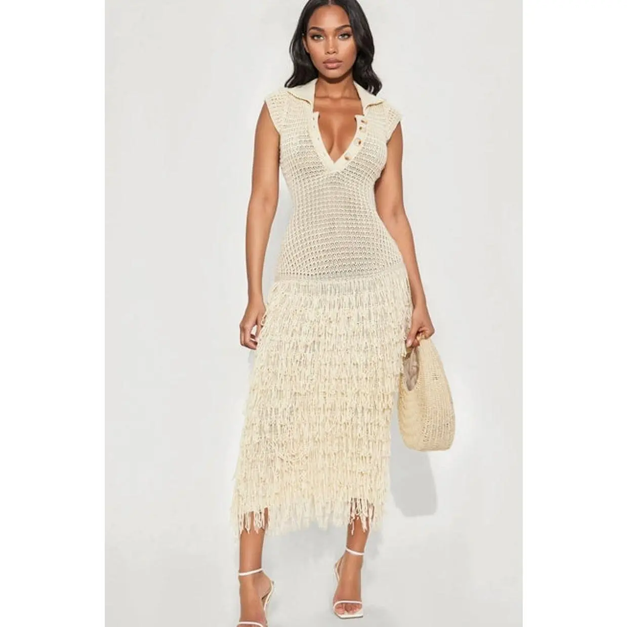 Catalina Crochet Maxi Dress - Cream O