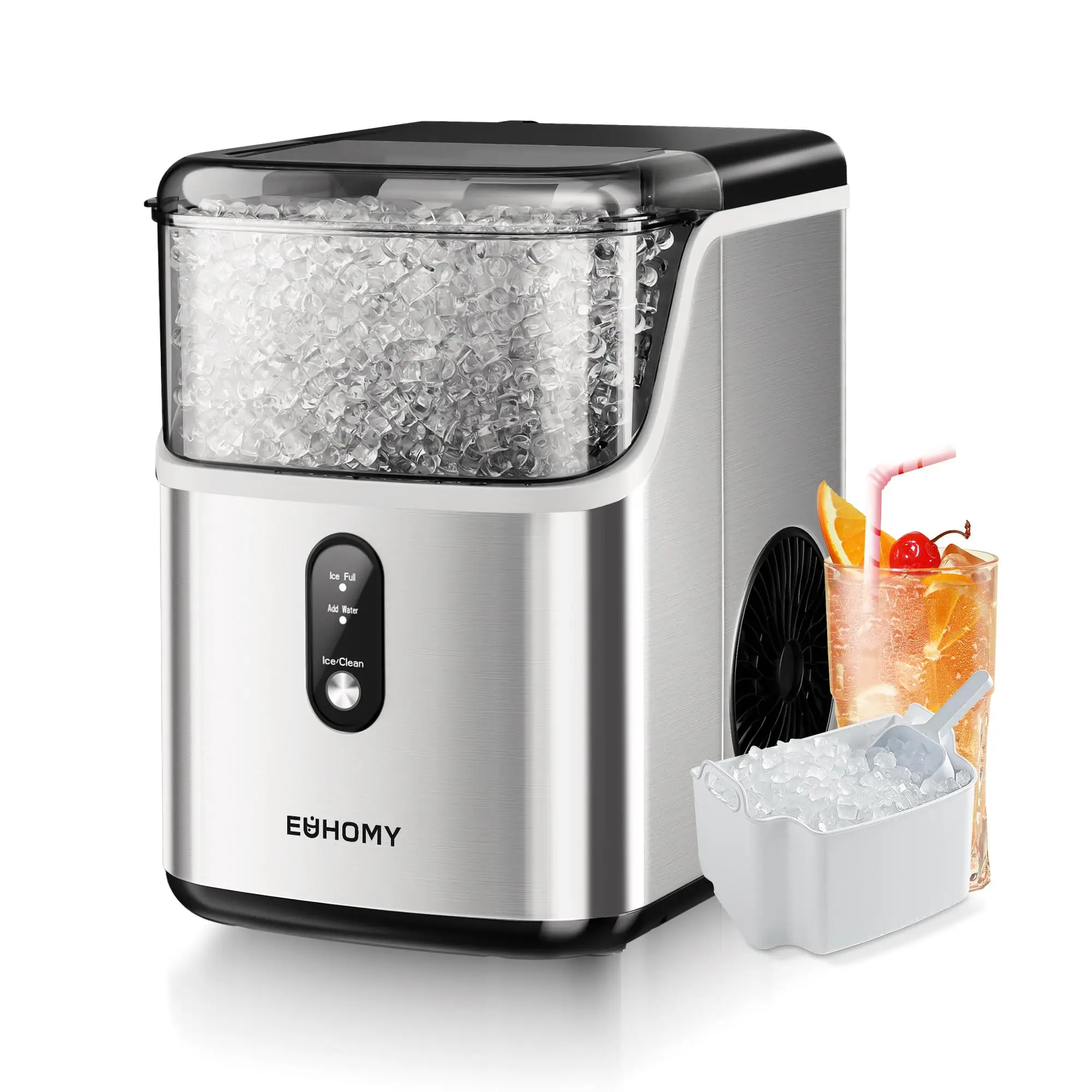 Euhomy Best-Selling Nugget Ice Makers Countertop 35lbs/24H Pebble Ice Maker with Self-Cleaning Sonic Function, Compact Design & One-Year Warranty Ser