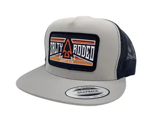 Salty Rodeo Hat - "Arrowhead" Tall Crown, Silver/Black Yupoong Snapback, High Definition Woven Patch