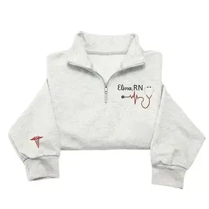 Custom Nurse Embroidered Quarter Zip Embroidered Sweatshirt, Registered Nurse Sweatshirt, Rn Nurse Sweatshirt, RN Gift, Monogram Nurse Gift, Gift for Her