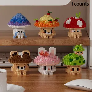 Cute Mushroom Series, 1 Box Assemble Puzzle Toy, Creative Building Block, Creative Desktop Ornament, Birthday Gift for Friends