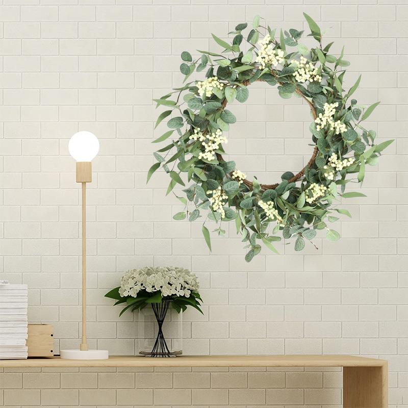 1pcs Timeless White Peony Wreath with Green Leaves – Versatile Fall and Winter Wreath for Halloween, Thanksgiving, Christmas | Sturdy Plastic Outdoor Holiday Decor