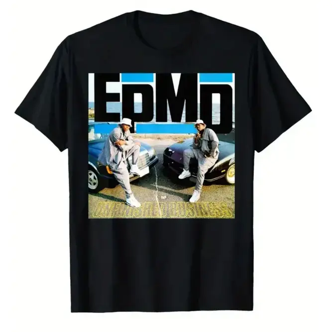 Men's EPMD Pattern Printed Cotton T-Shirt, Casual Round Neck Short-Sleeve Menswear, Comfortable Vintage Versatile Daily Wear Tops, Tshirt