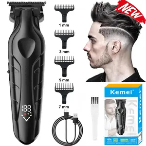 Kemei 2269 Professional Hair Trimmer, 1 Box Wireless Hair Clipper with Guide Comb & Cleaning Brush & USB Charging Cable, Multifunctional Hair Shaver for Men Durable Handle split end trimmer